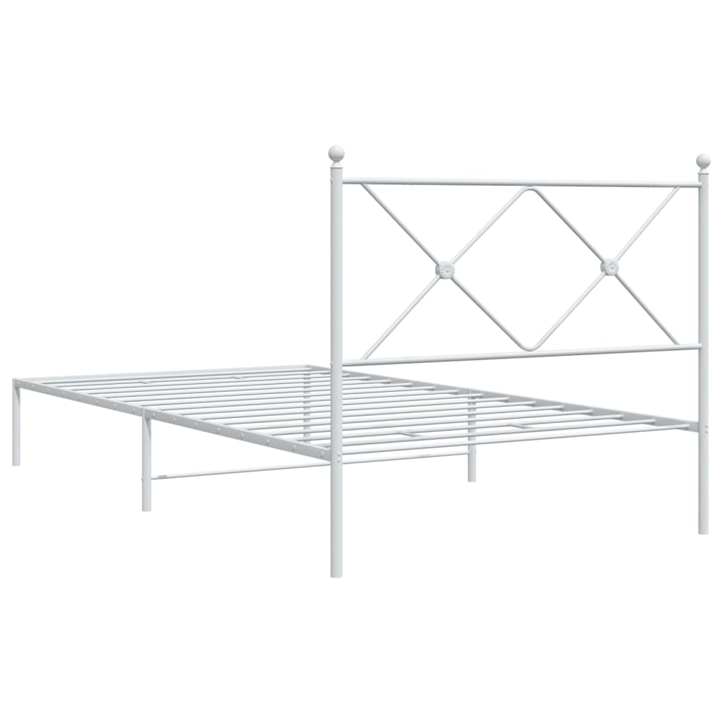 Estrutura de cama em metal com cabeceira 107x203 cm branco