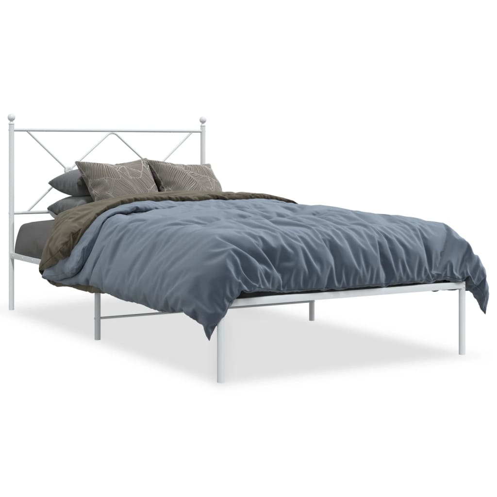 Estrutura de cama em metal com cabeceira 107x203 cm branco