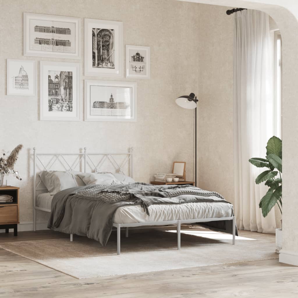 Estrutura de cama com cabeceira 120x190 cm metal branco