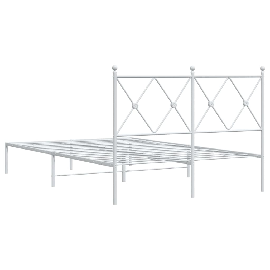 Estrutura de cama com cabeceira 120x190 cm metal branco