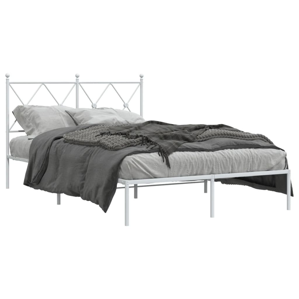 Estrutura de cama com cabeceira 120x190 cm metal branco