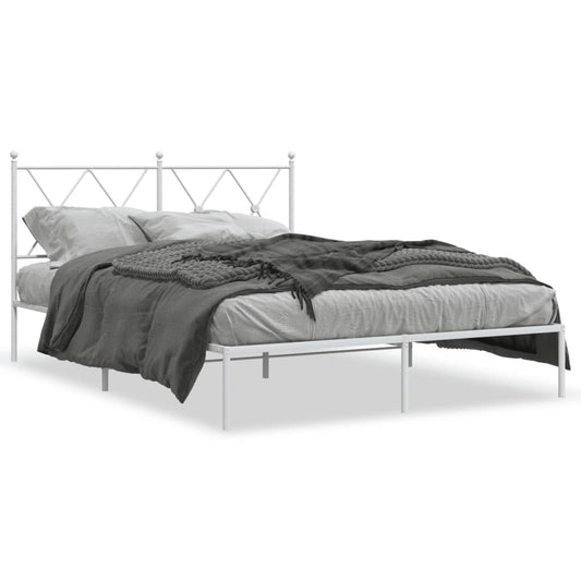 Estrutura de cama com cabeceira 140x190 cm metal branco