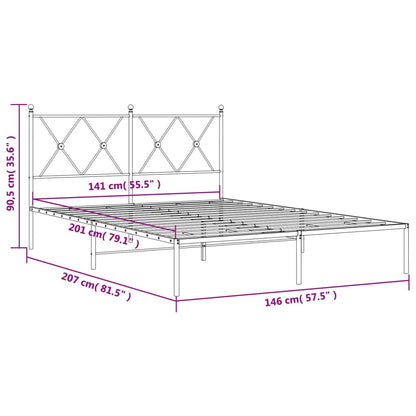 Estrutura de cama com cabeceira 140x200 cm metal branco