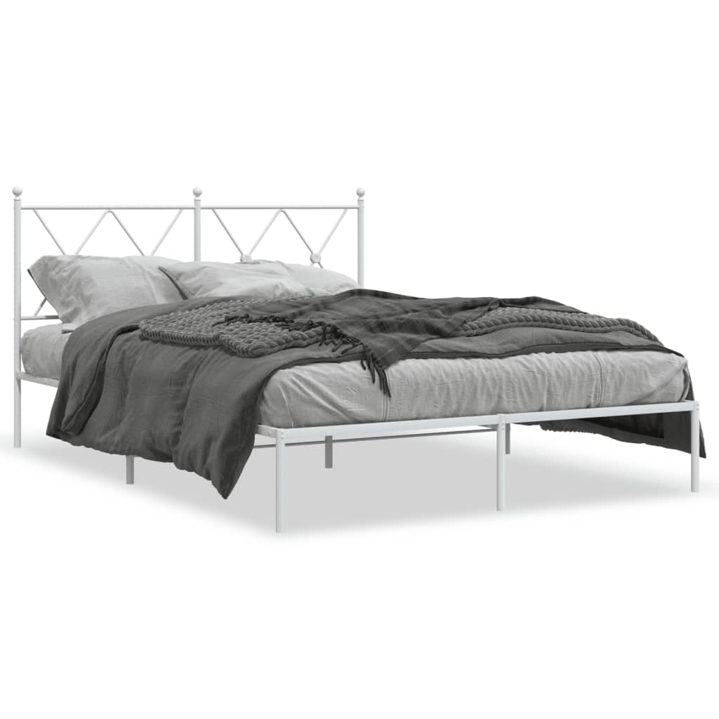 Estrutura de cama com cabeceira 140x200 cm metal branco