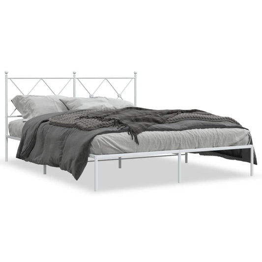 Estrutura de cama com cabeceira 150x200 cm metal branco