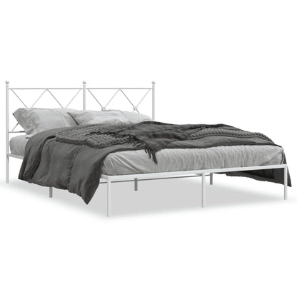 Estrutura de cama com cabeceira 160x200 cm metal branco