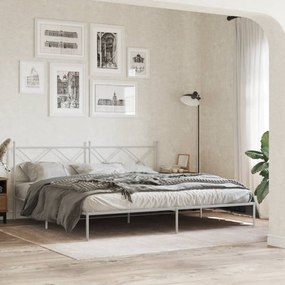 Estrutura de cama com cabeceira 193x203 cm metal branco