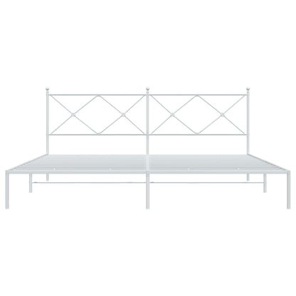 Estrutura de cama com cabeceira 193x203 cm metal branco