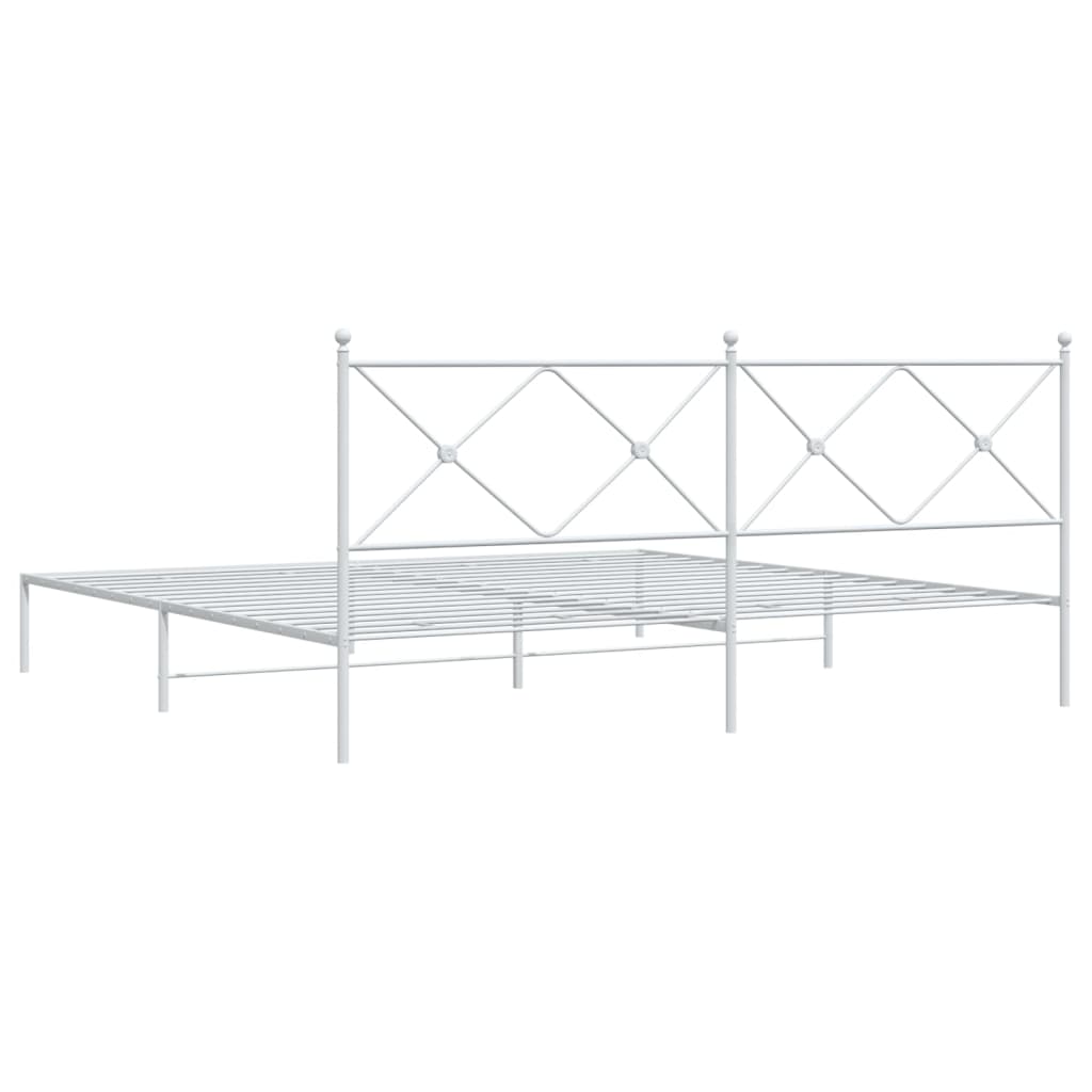 Estrutura de cama com cabeceira 193x203 cm metal branco