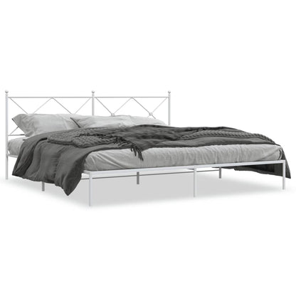 Estrutura de cama com cabeceira 193x203 cm metal branco