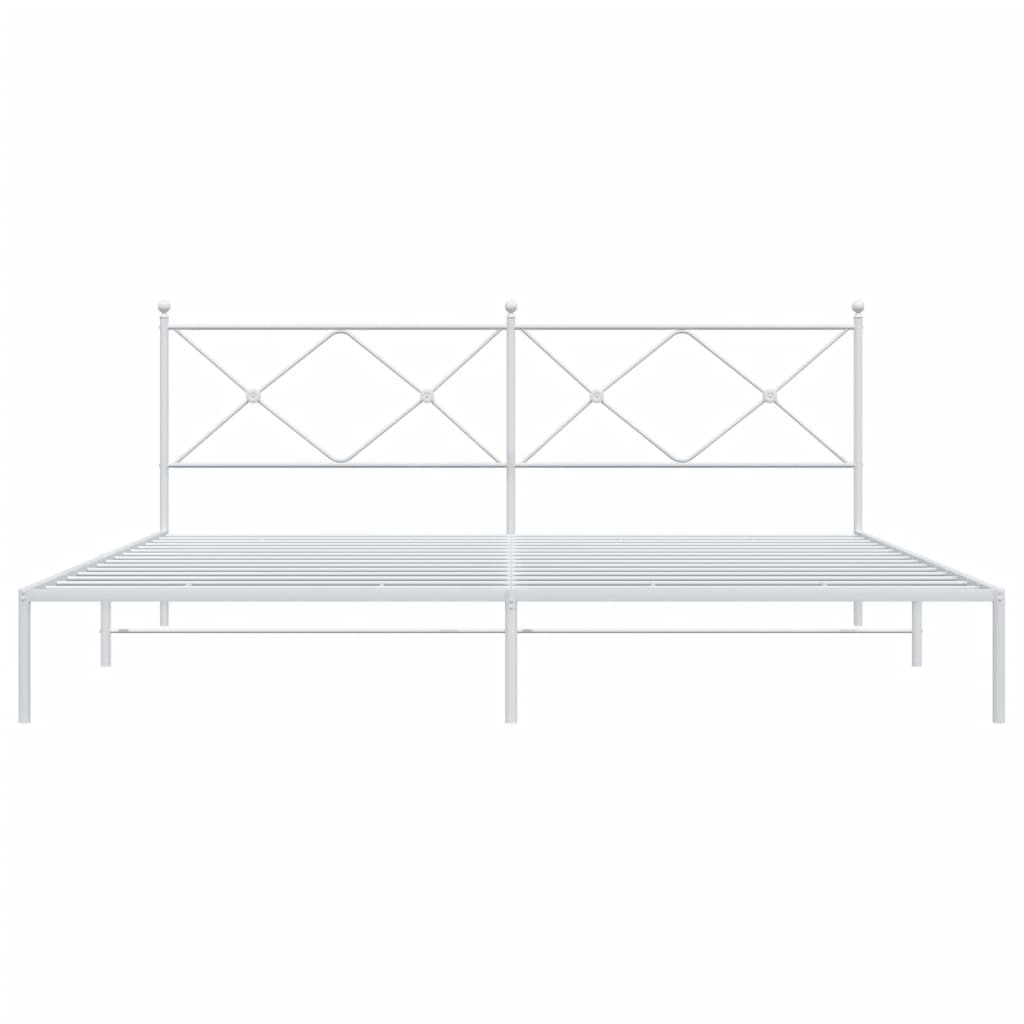 Estrutura de cama com cabeceira 200x200 cm metal branco