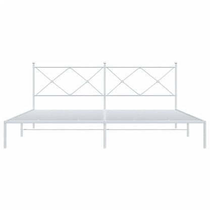 Estrutura de cama com cabeceira 200x200 cm metal branco