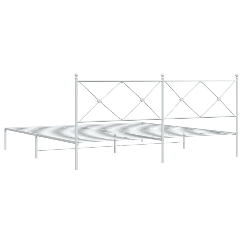 Estrutura de cama com cabeceira 200x200 cm metal branco