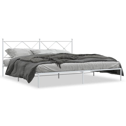 Estrutura de cama com cabeceira 200x200 cm metal branco