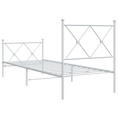 Estrutura de cama com cabeceira e pés 80x200 cm metal branco