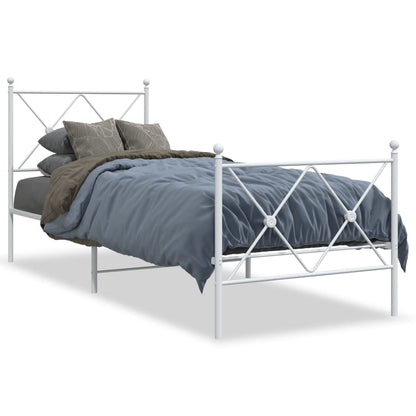 Estrutura de cama com cabeceira e pés 80x200 cm metal branco