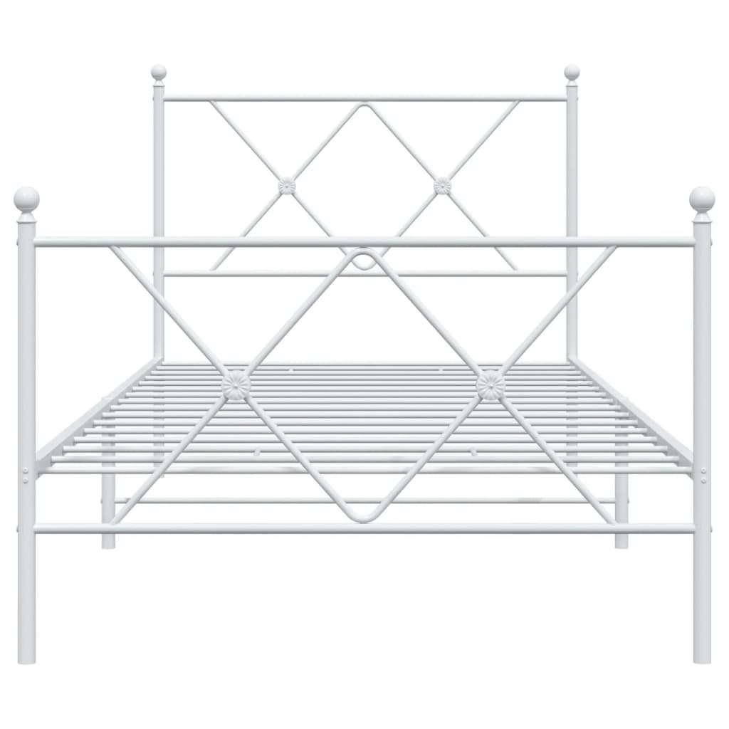 Estrutura de cama com cabeceira e pés 90x190 cm metal branco