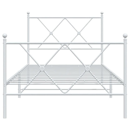 Estrutura de cama com cabeceira e pés 90x190 cm metal branco