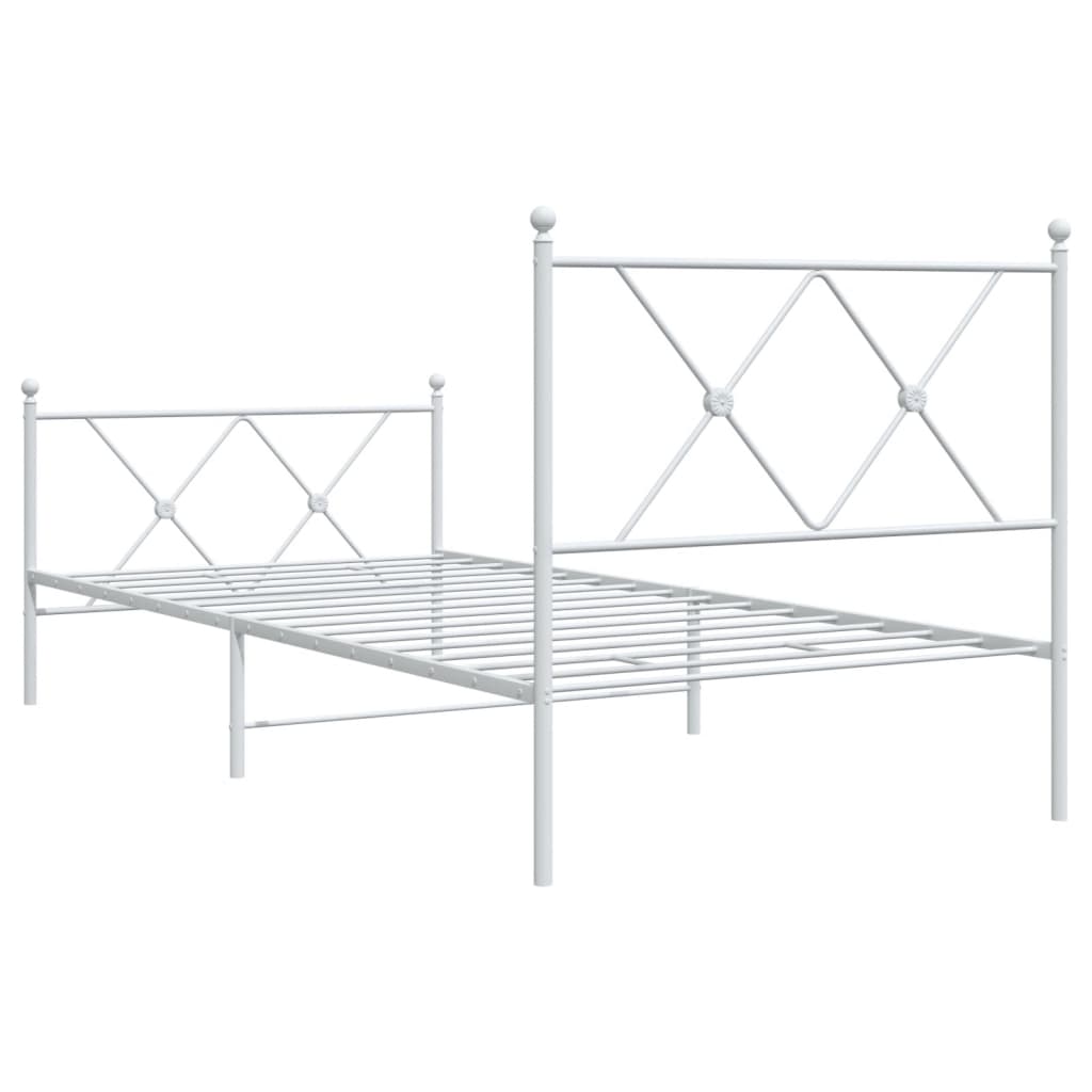 Estrutura de cama com cabeceira e pés 90x190 cm metal branco