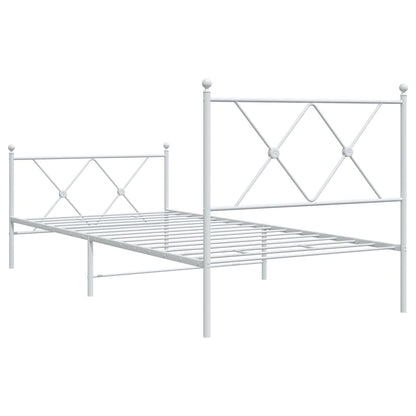 Estrutura de cama com cabeceira e pés 90x190 cm metal branco