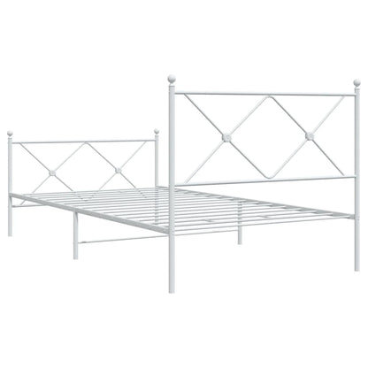 Estrutura de cama com cabeceira e pés 100x200 cm metal branco