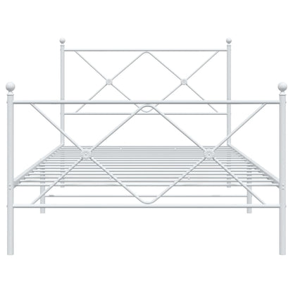 Estrutura de cama com cabeceira e pés 107x203 cm metal branco