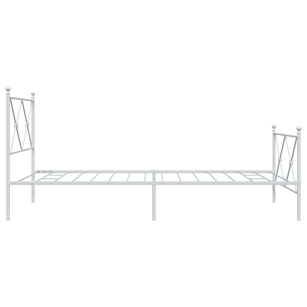 Estrutura de cama com cabeceira e pés 107x203 cm metal branco