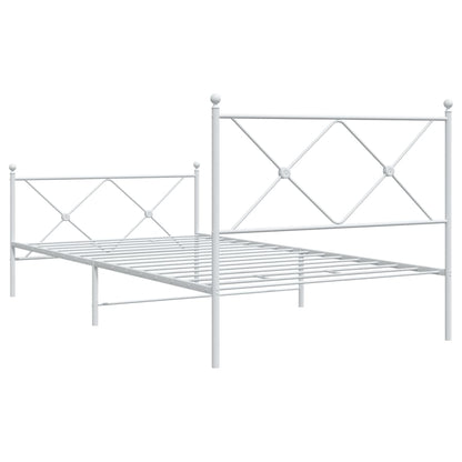 Estrutura de cama com cabeceira e pés 107x203 cm metal branco