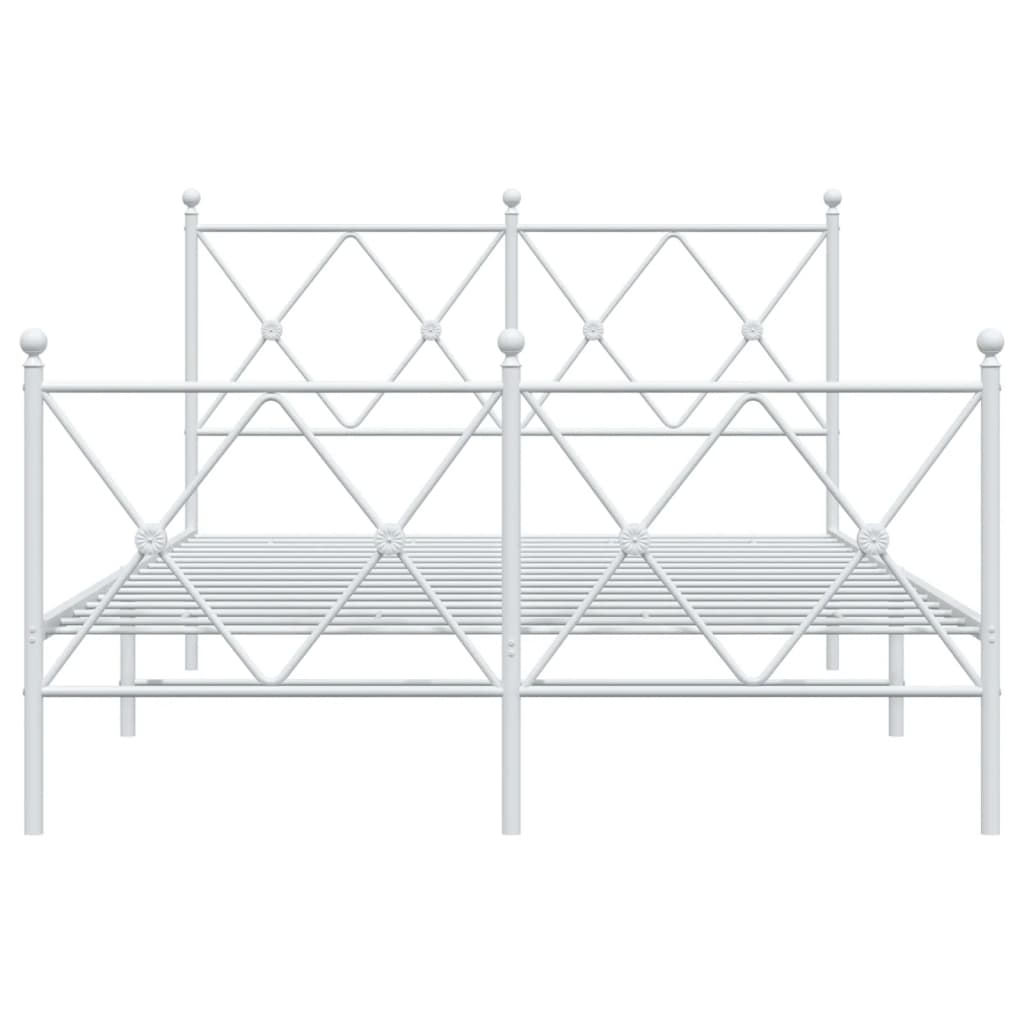 Estrutura de cama com cabeceira e pés 120x190 cm metal branco