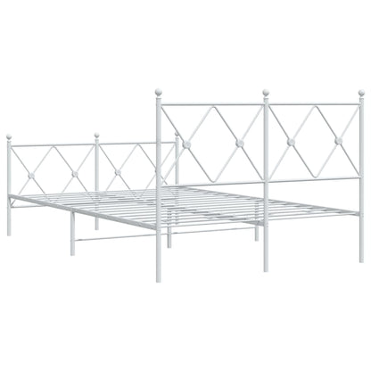 Estrutura de cama com cabeceira e pés 120x190 cm metal branco