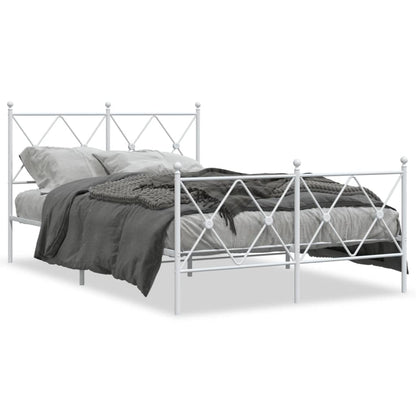 Estrutura de cama com cabeceira e pés 120x190 cm metal branco