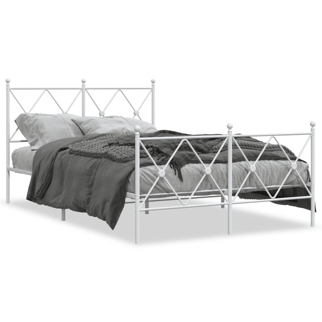 Estrutura de cama com cabeceira e pés 120x200 cm metal branco