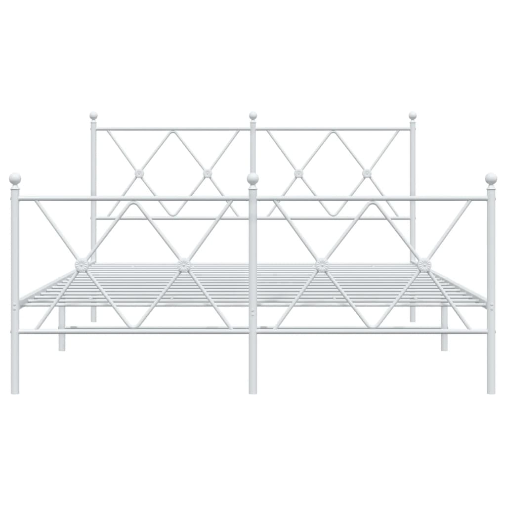 Estrutura de cama com cabeceira e pés 140x200 cm metal branco