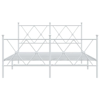 Estrutura de cama com cabeceira e pés 140x200 cm metal branco