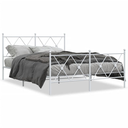 Estrutura de cama com cabeceira e pés 140x200 cm metal branco