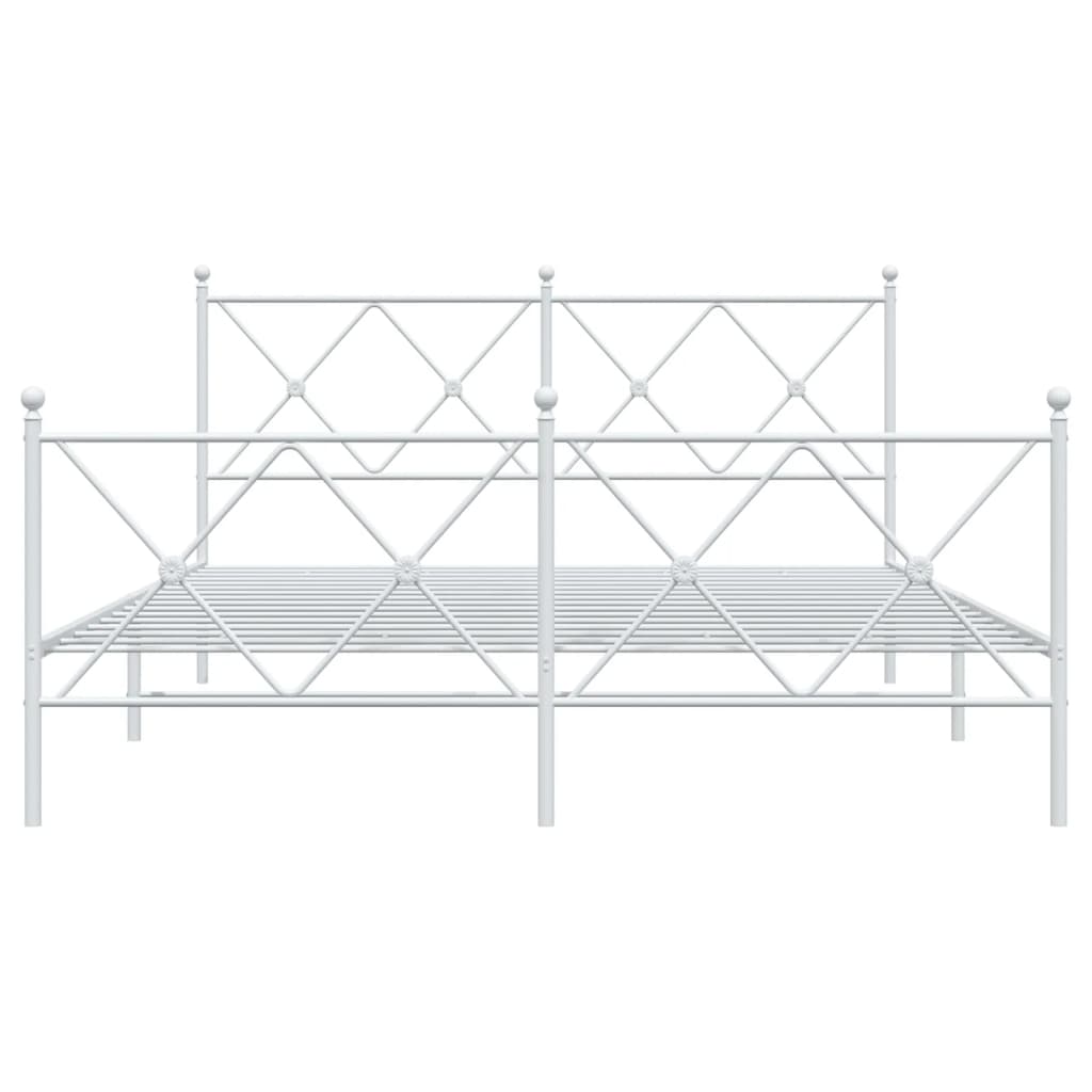 Estrutura de cama com cabeceira e pés 160x200 cm metal branco