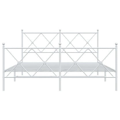 Estrutura de cama com cabeceira e pés 160x200 cm metal branco