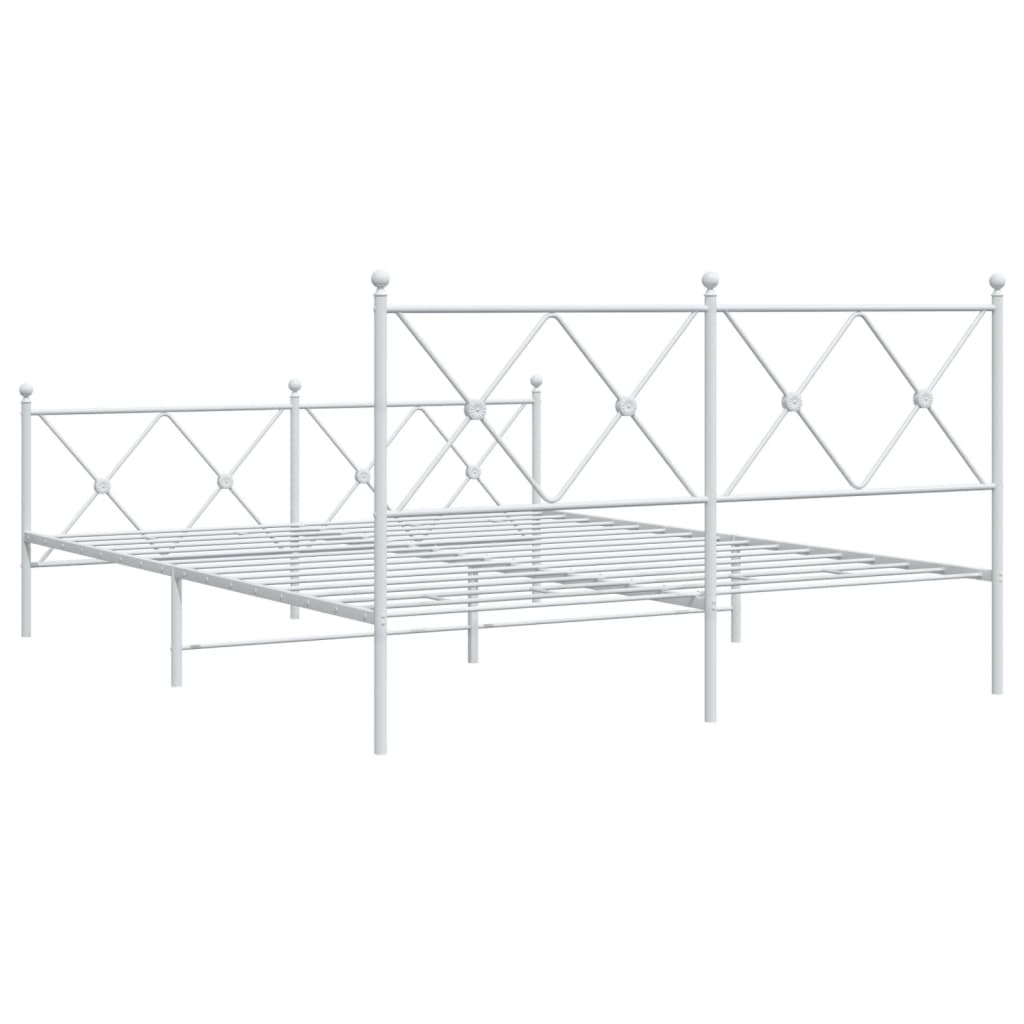 Estrutura de cama com cabeceira e pés 160x200 cm metal branco