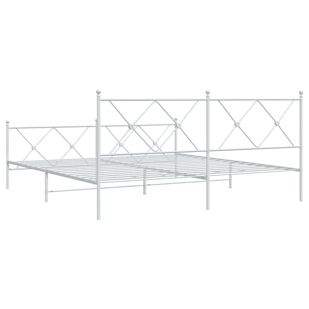 Estrutura de cama com cabeceira e pés 180x200 cm metal branco