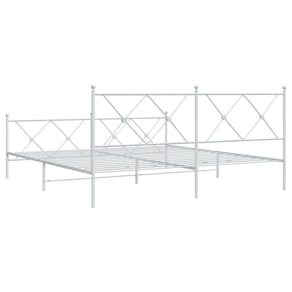 Estrutura de cama com cabeceira e pés 180x200 cm metal branco