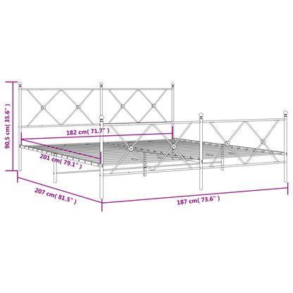 Estrutura de cama com cabeceira e pés 180x200 cm metal branco