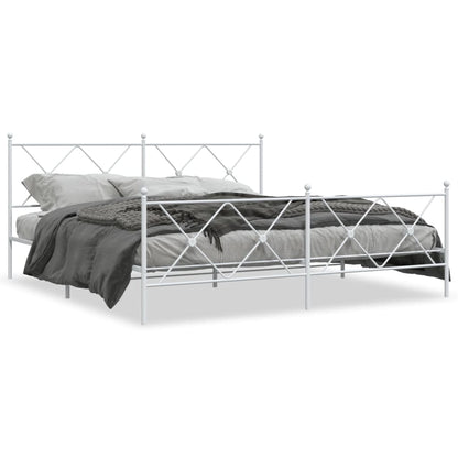 Estrutura de cama com cabeceira e pés 180x200 cm metal branco