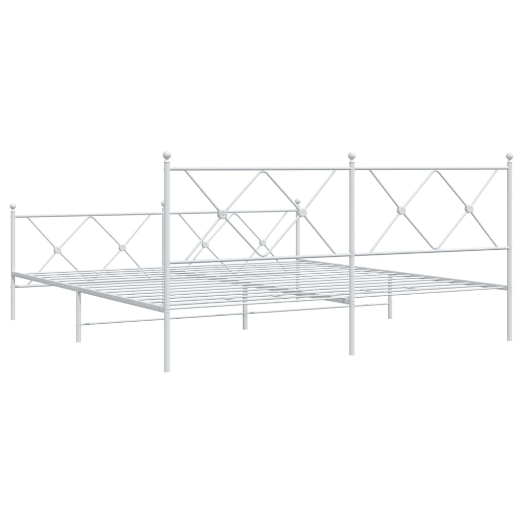 Estrutura de cama com cabeceira e pés 183x213 cm metal branco