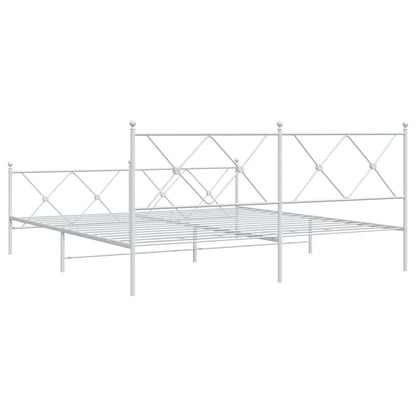 Estrutura de cama com cabeceira e pés 183x213 cm metal branco