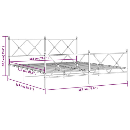 Estrutura de cama com cabeceira e pés 183x213 cm metal branco