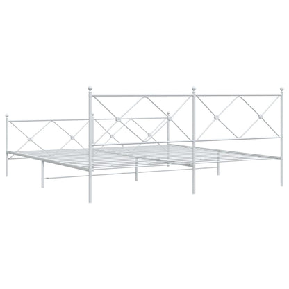 Estrutura de cama com cabeceira e pés 200x200 cm metal branco