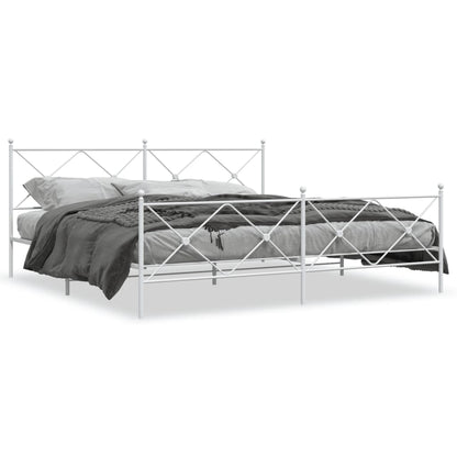 Estrutura de cama com cabeceira e pés 200x200 cm metal branco