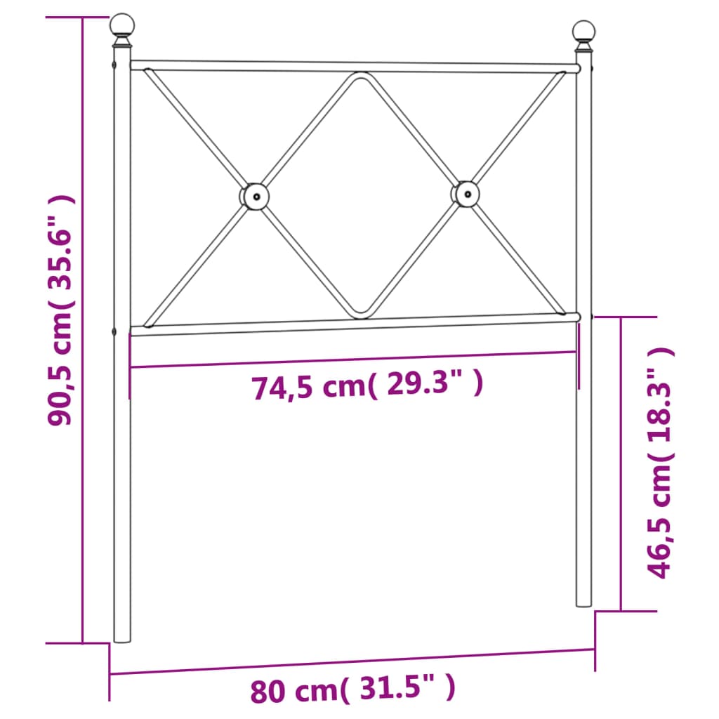 Cabeceira de cama 75 cm metal branco