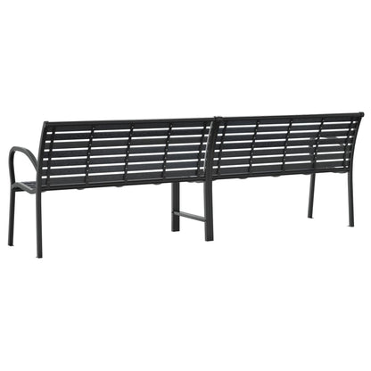 Banco de jardim duplo 231 cm aço e WPC preto