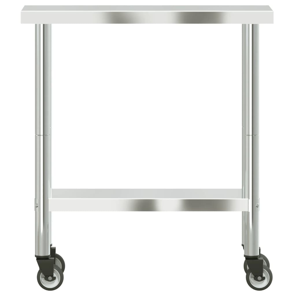 Mesa de trabalho de cozinha c/ rodas 82,5x30x85 cm aço inox.